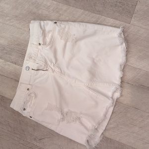 7 For All Mankind Fray Hem Denim Miniskirt Mini white size 25